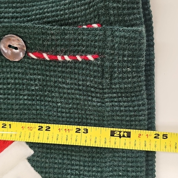 Susan Bristol Green Waffle Knit Cardigan with Santa and Candy Cane Design - Picture 10 of 10